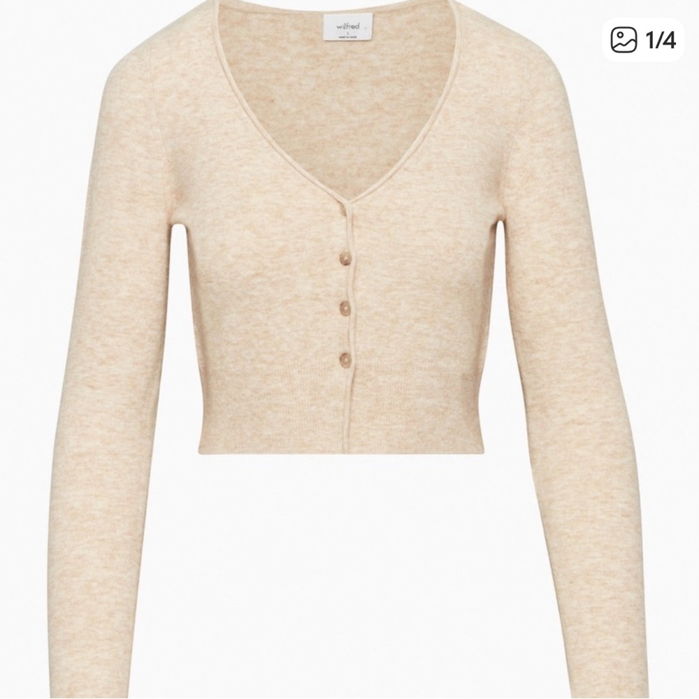Wilfred Beige V-Neck Button-Up Sweater